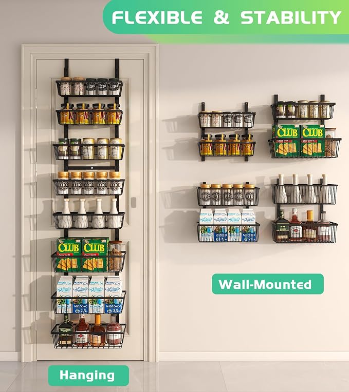12 Inch Wide Narrow Over The Door Pantry Organizer, Pantry Organization and