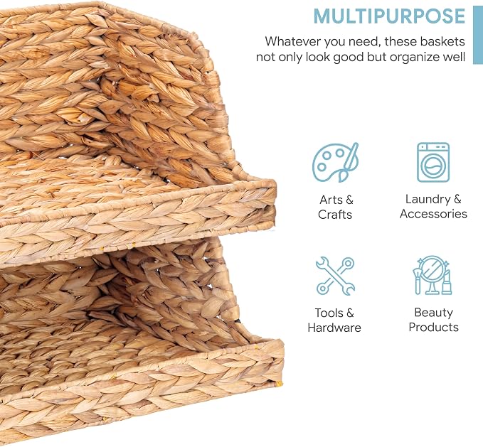 VATIMA Water Hyacinth Storage Baskets (2 Pack)