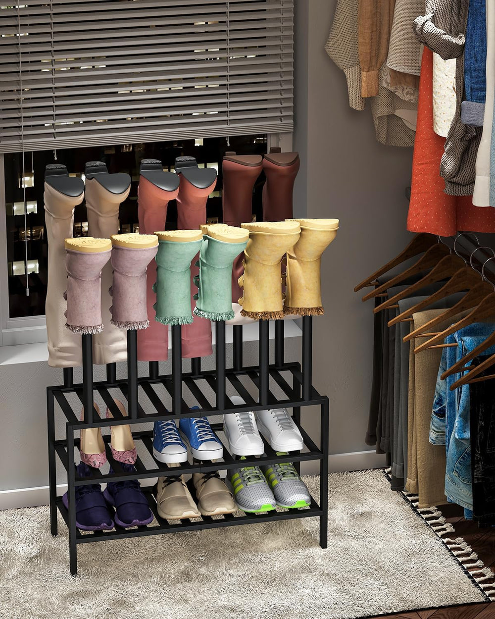 viewcare Black Boot Rack, Boot Rack Organizer Tall Boots with Shoe Rack for C...