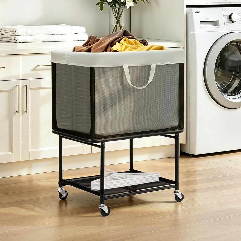 STO STO Rolling Laundry Hamper with Lockable Wheels, 29-Gallon (110L) Laundry...