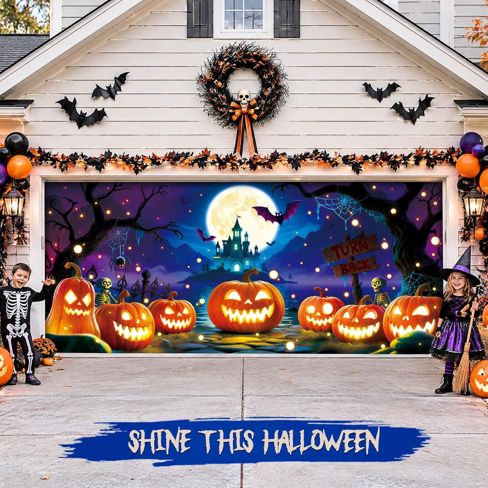 Halloween Garage Door Cover Decor, 7x16ft Outdoor Party Backdrop