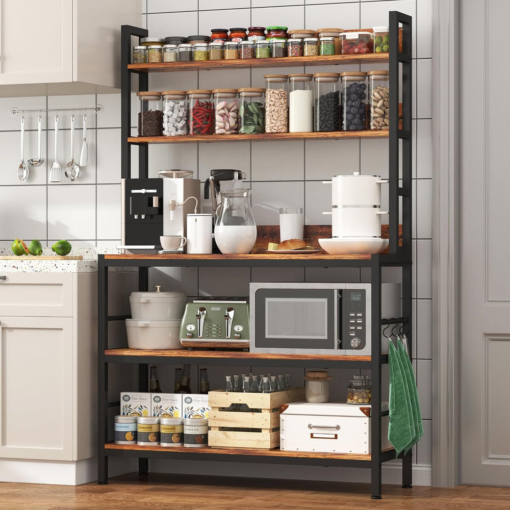 Kitchen Bakers Rack with Storage Shelves,5-Tier Free Standing Storage Shelf R...