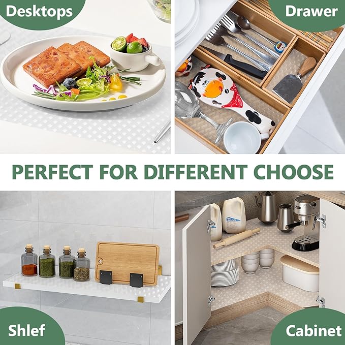 Shelf Liners, Non-Adhesive Drawer Liner, Waterproof & Oil-Proof Kitchen C...