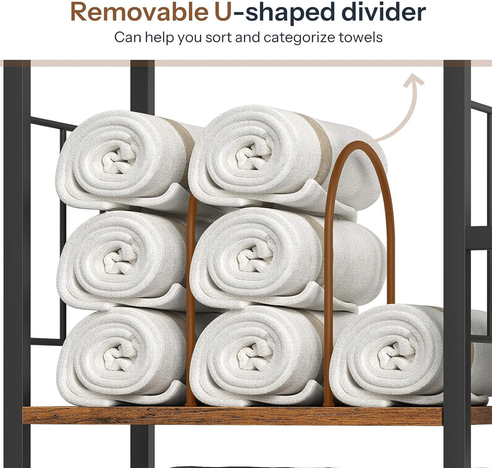 HOOBRO 4-Tier Freestanding Towel Rack with Storage Shelf for Bathroom
