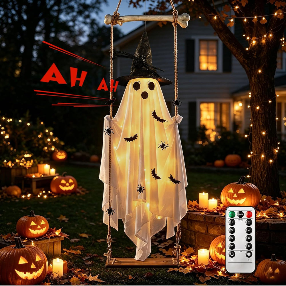 Halloween Decorations Outdoor,Large Hanging Swing Ghost Halloween Decor