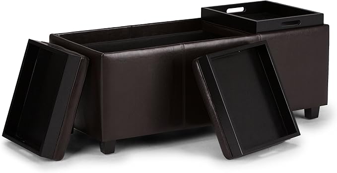 SIMPLIHOME Avalon 42 inch Wide Contemporary Rectangle Storage Ottoman in