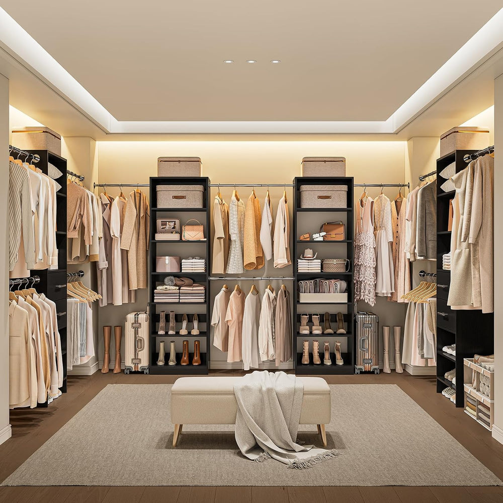 ONBRILL W1 3.5FT-7.7FT Closet System with 4 Chrome-Plated Telescopic Rods