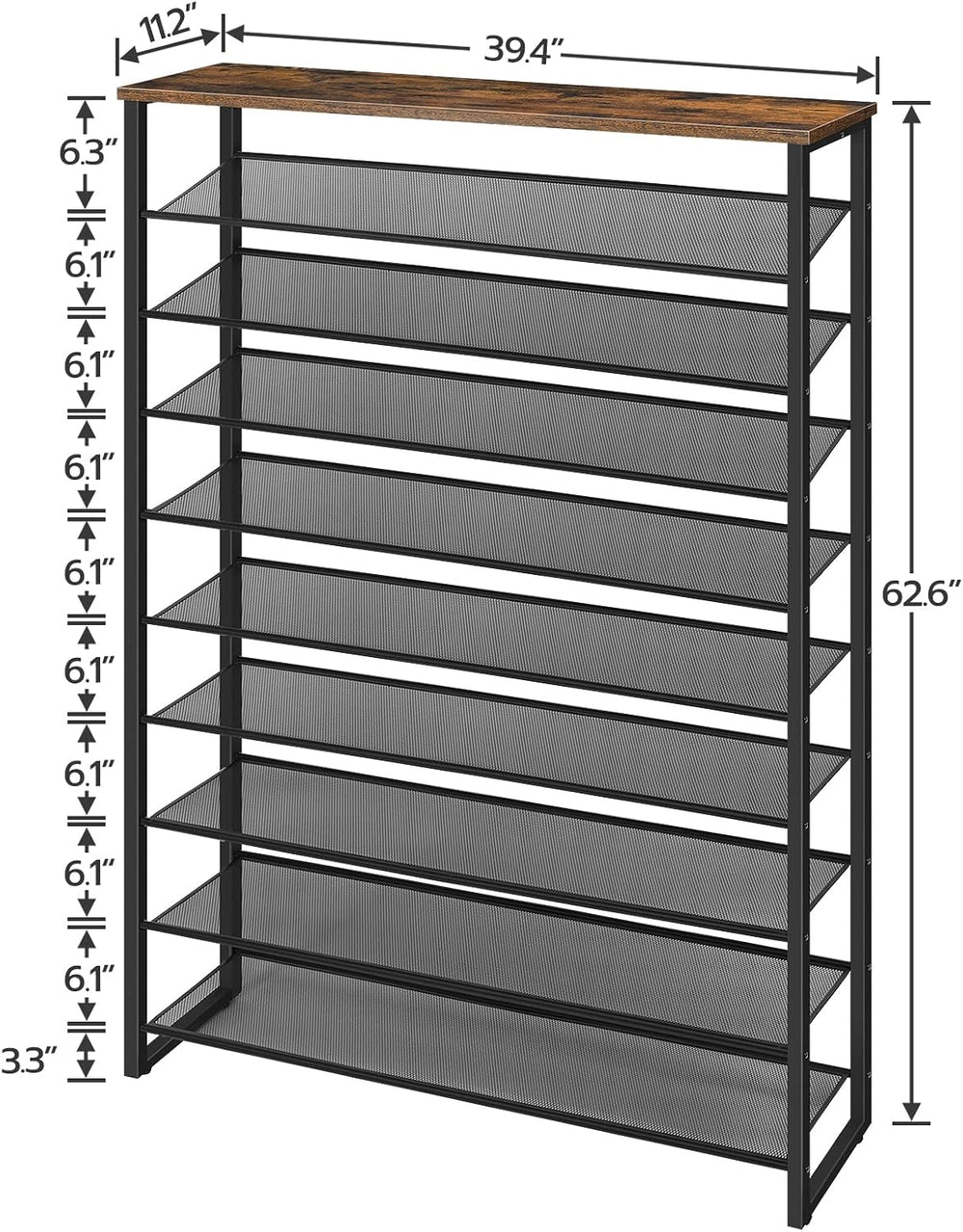 HOOBRO 10-Tier Shoe Rack for Entryway, 39.4" L Shoe Storage Organizer, L...