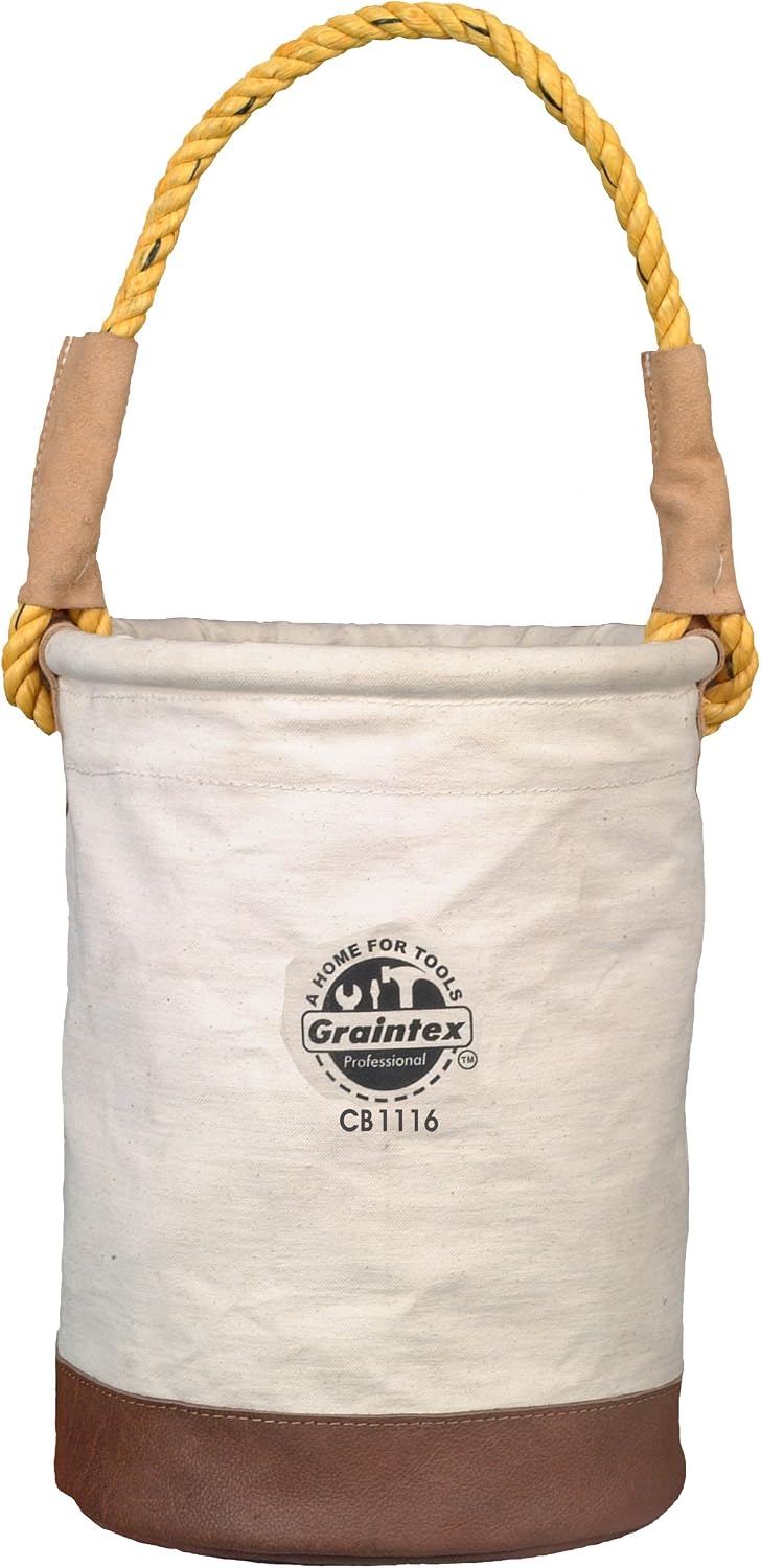 Graintex CB1116 Canvas Bucket Leather Bottom 18" x 12"