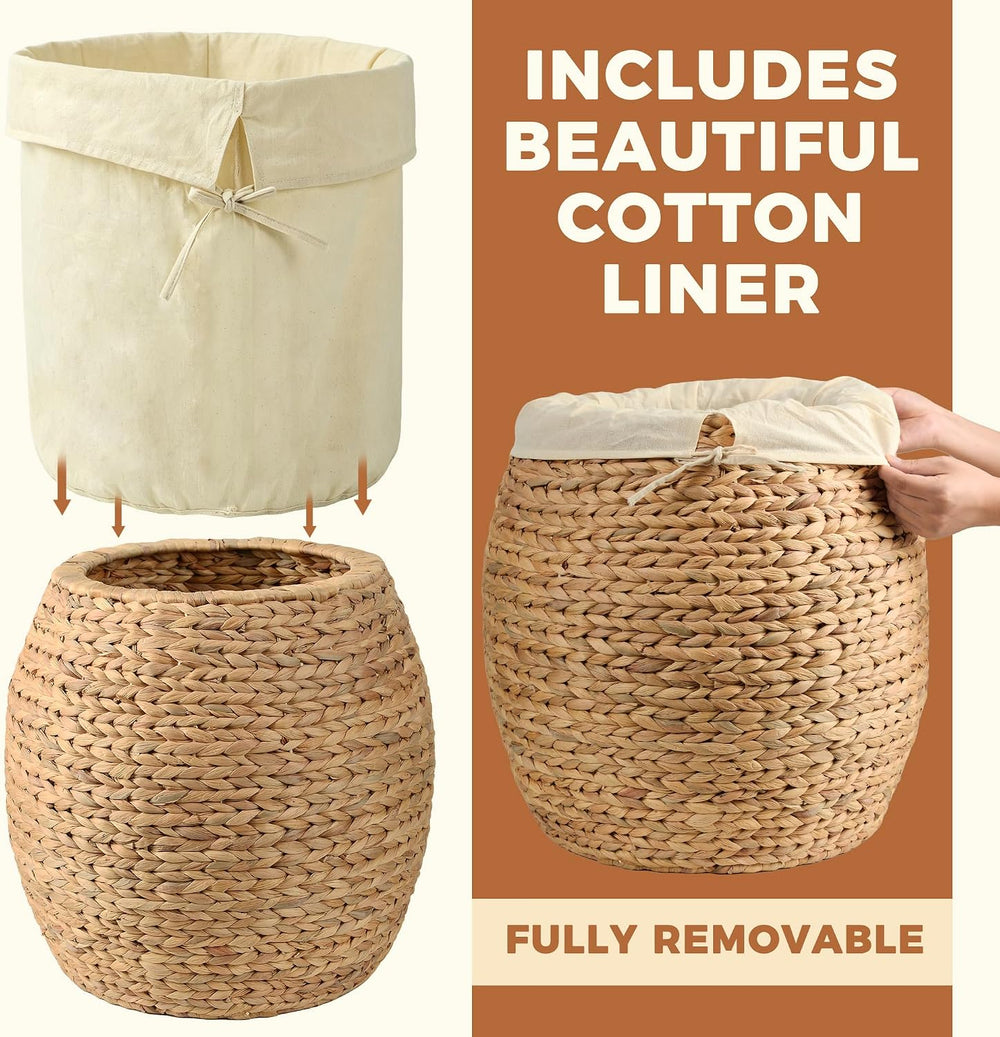 Wicker Basket with Lid Decorative Storage - Large Blanket Basket for Living R...