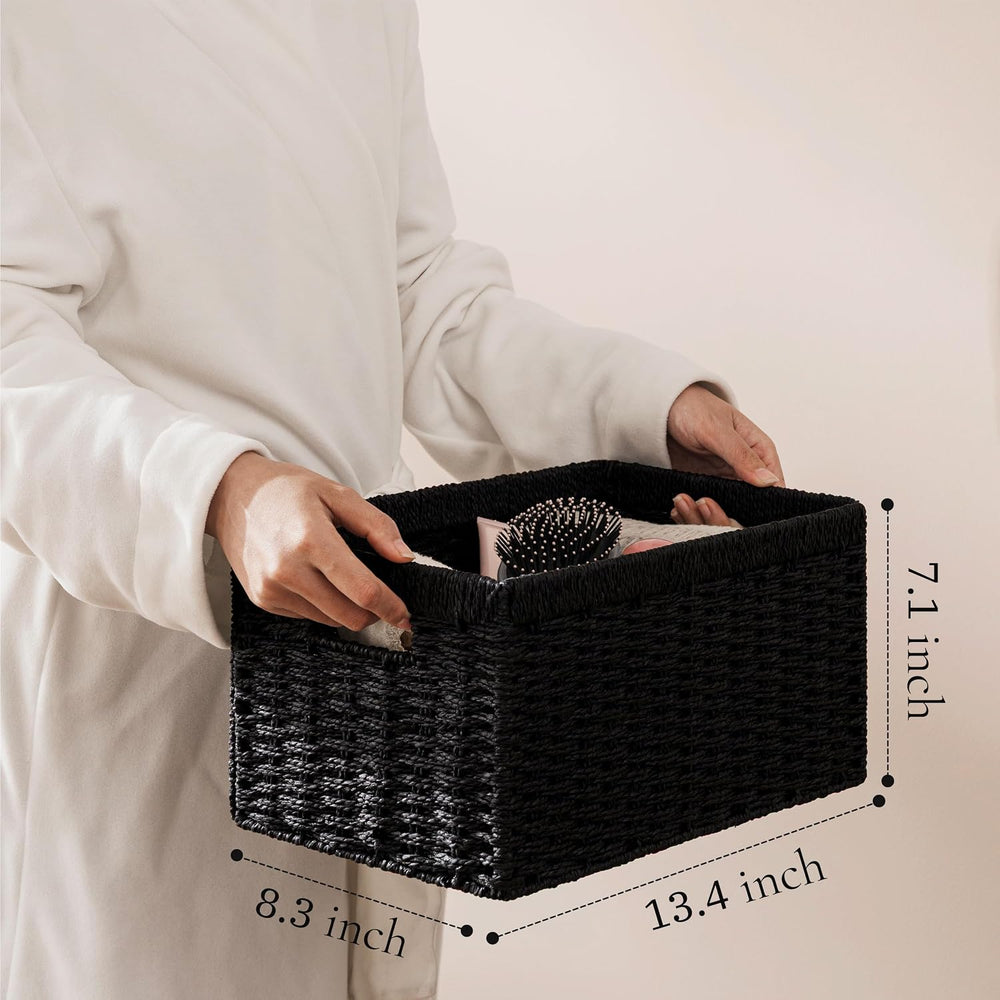 UBBCARE 4 Pack Wicker Basket, 13.4L×8.3H×7.1W inch Woven Paper Rope Storage B...