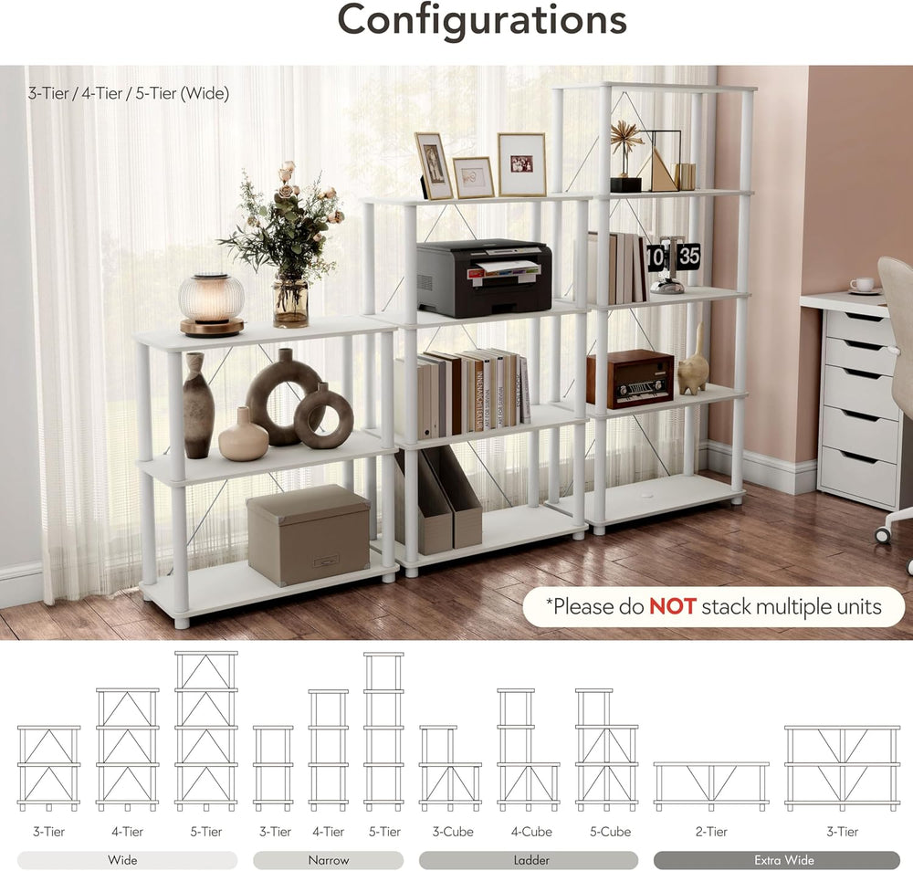 Homes: Inside + Out Apexa Modern 4-Tier Narrow Shelving Units, Collectibles D...