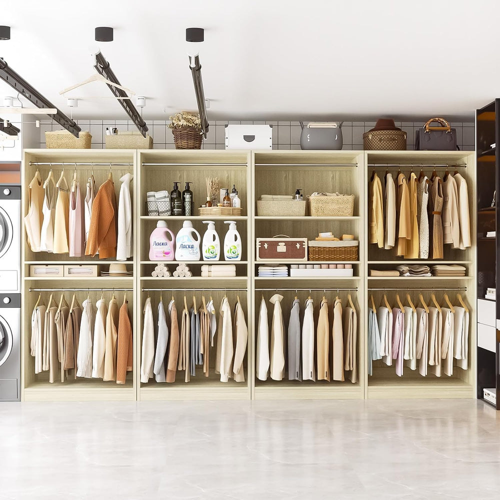 Unikito 12FT Modular Closet System with 8 Hanging Rods, 2800LBs Wood Garment ...