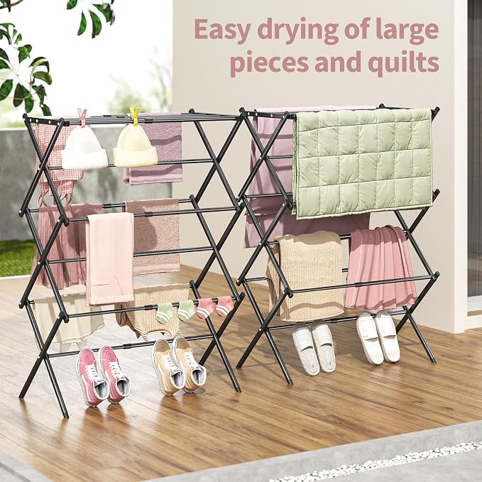 APEXCHASER Clothes Drying Rack, 3-Tier Laundry Drying Rack