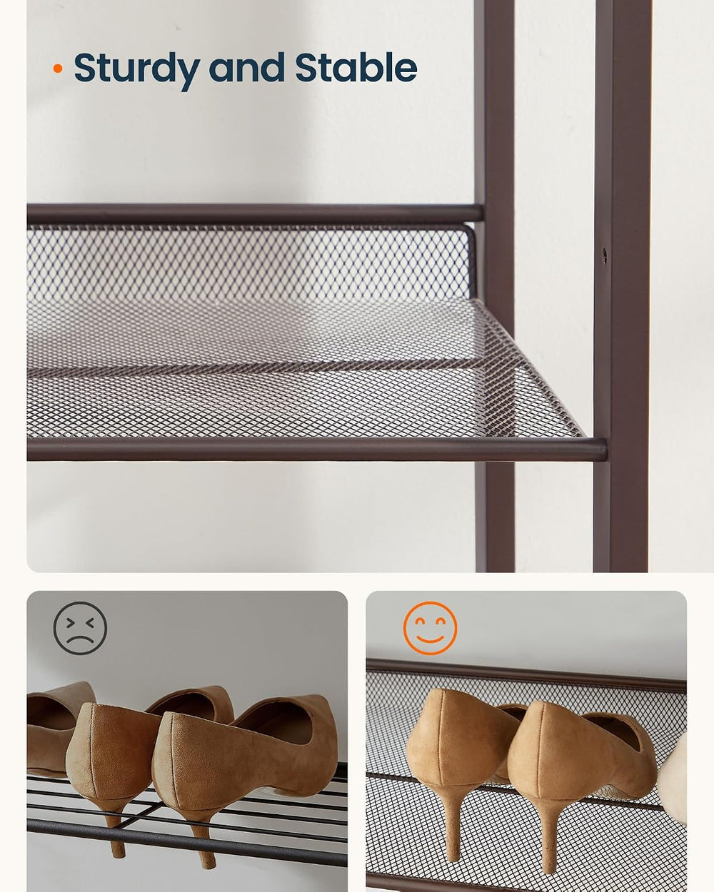 SONGMICS HOME 5-Tier Stackable Shoe Rack, Metal Shoe Organizer for Closet, En...