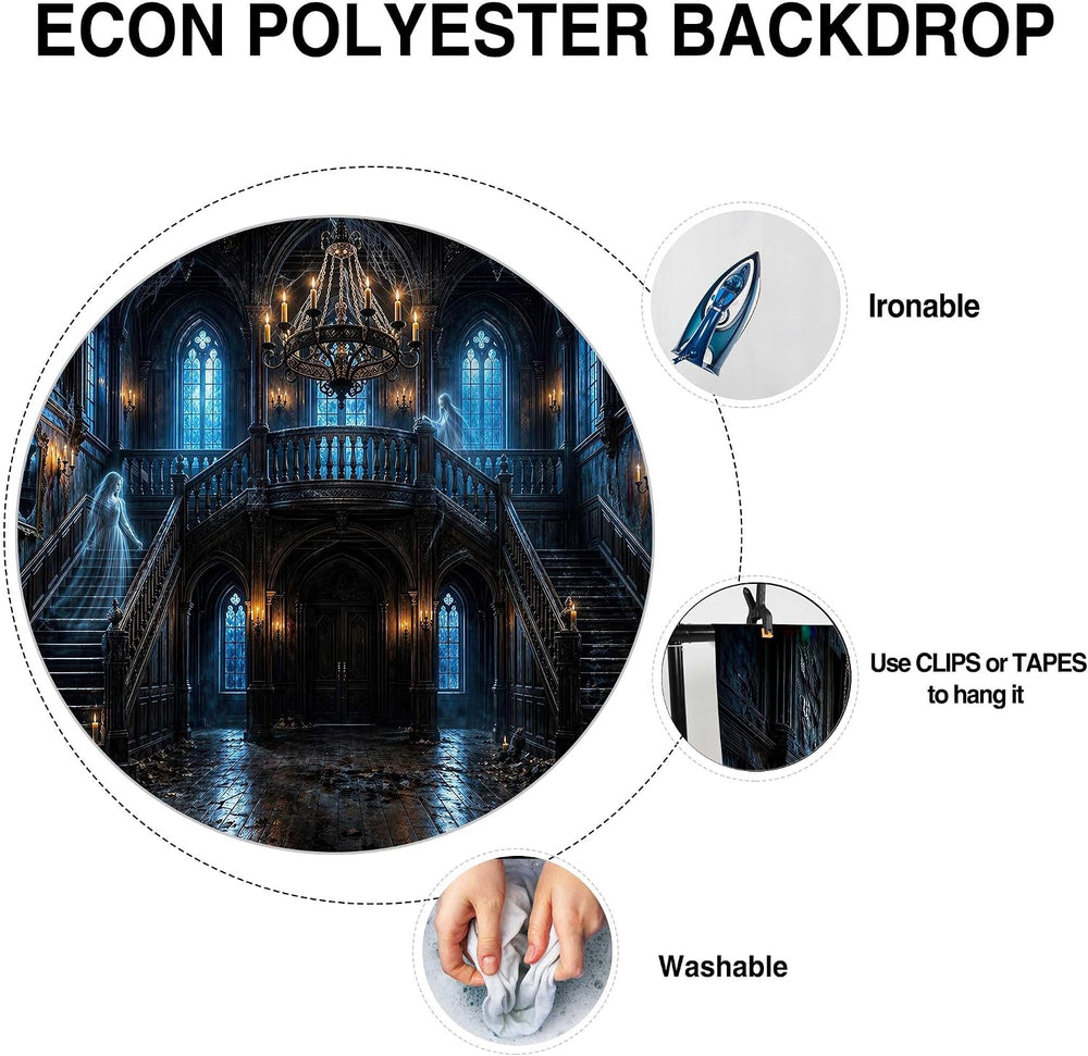 Allenjoy 118" x 95" Halloween Mansion Photography Backdrop with Pho...