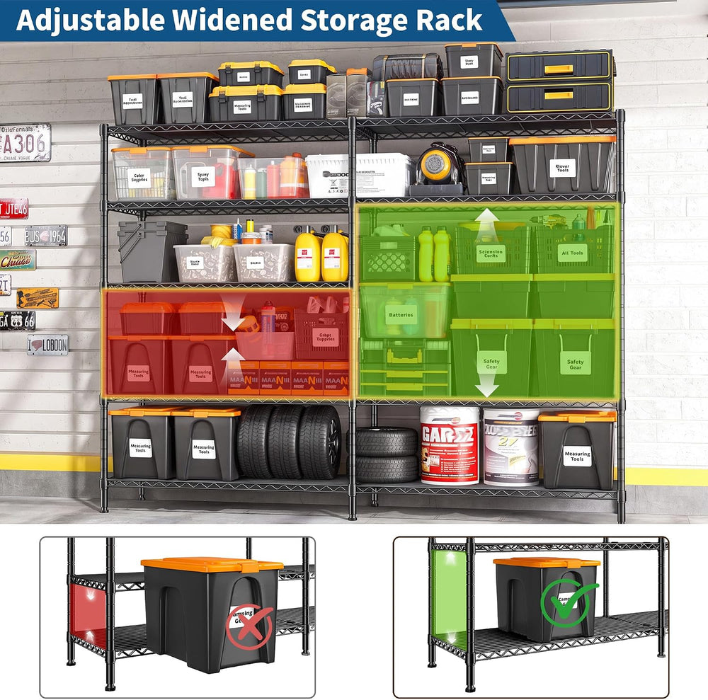 REIBII 70"W Storage Shelves, 1600LBS Heavy Duty & L/H Shaped, for Ga...