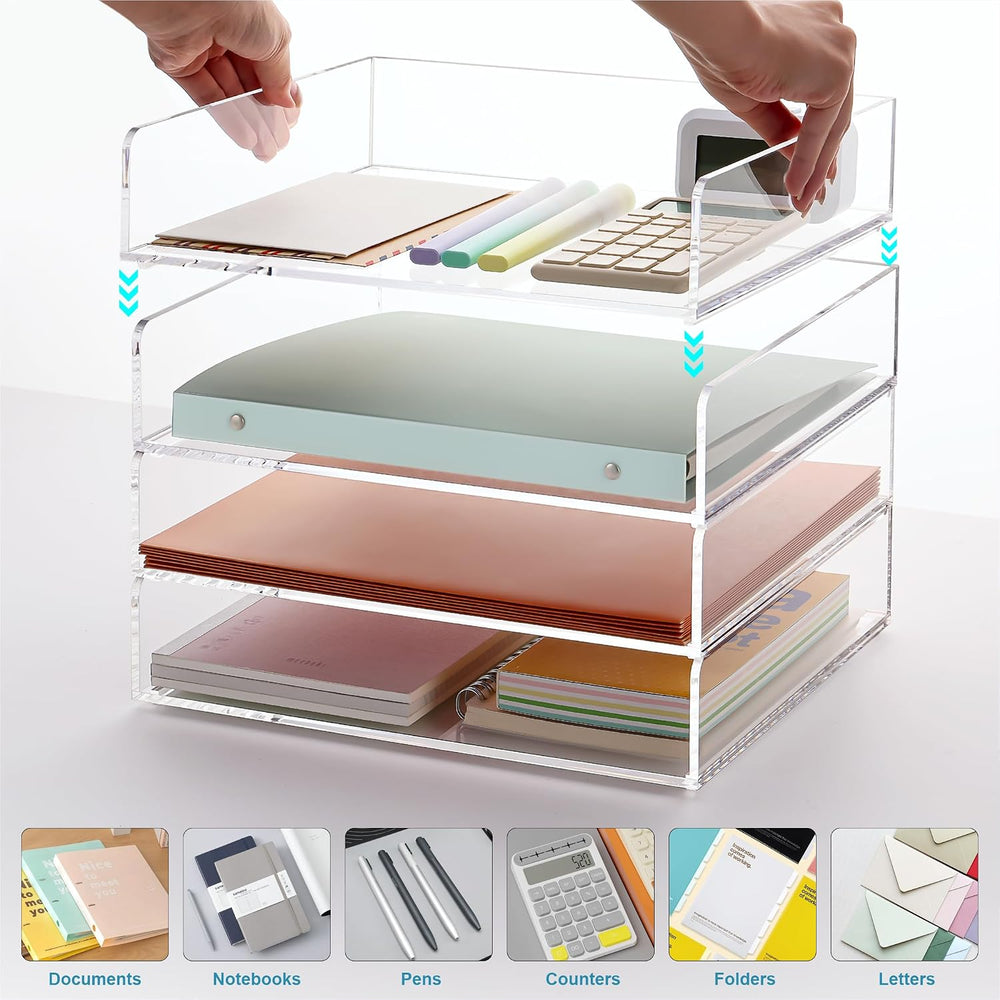 Paper Tray Organizer Clear Acrylic Desk Organizers and AccessoriesOffice Supp...