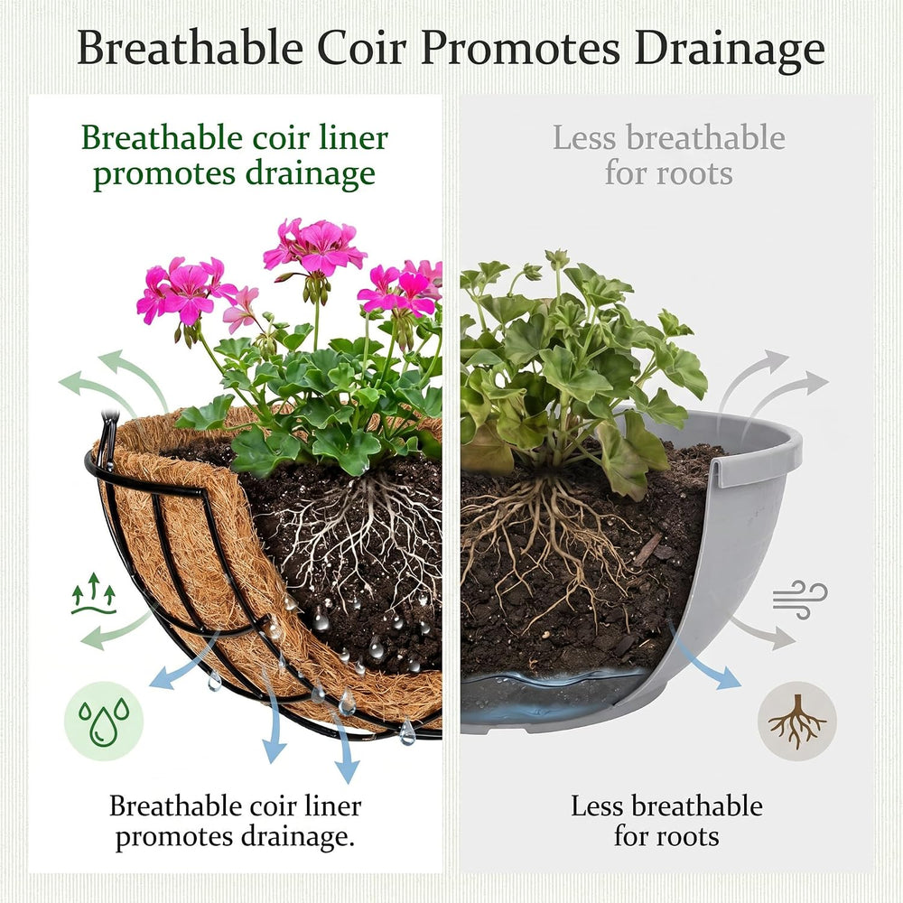 Kingbuy 12 Inch Metal Hanging Planter Basket 2 Pack - with Coconut Fiber Line...