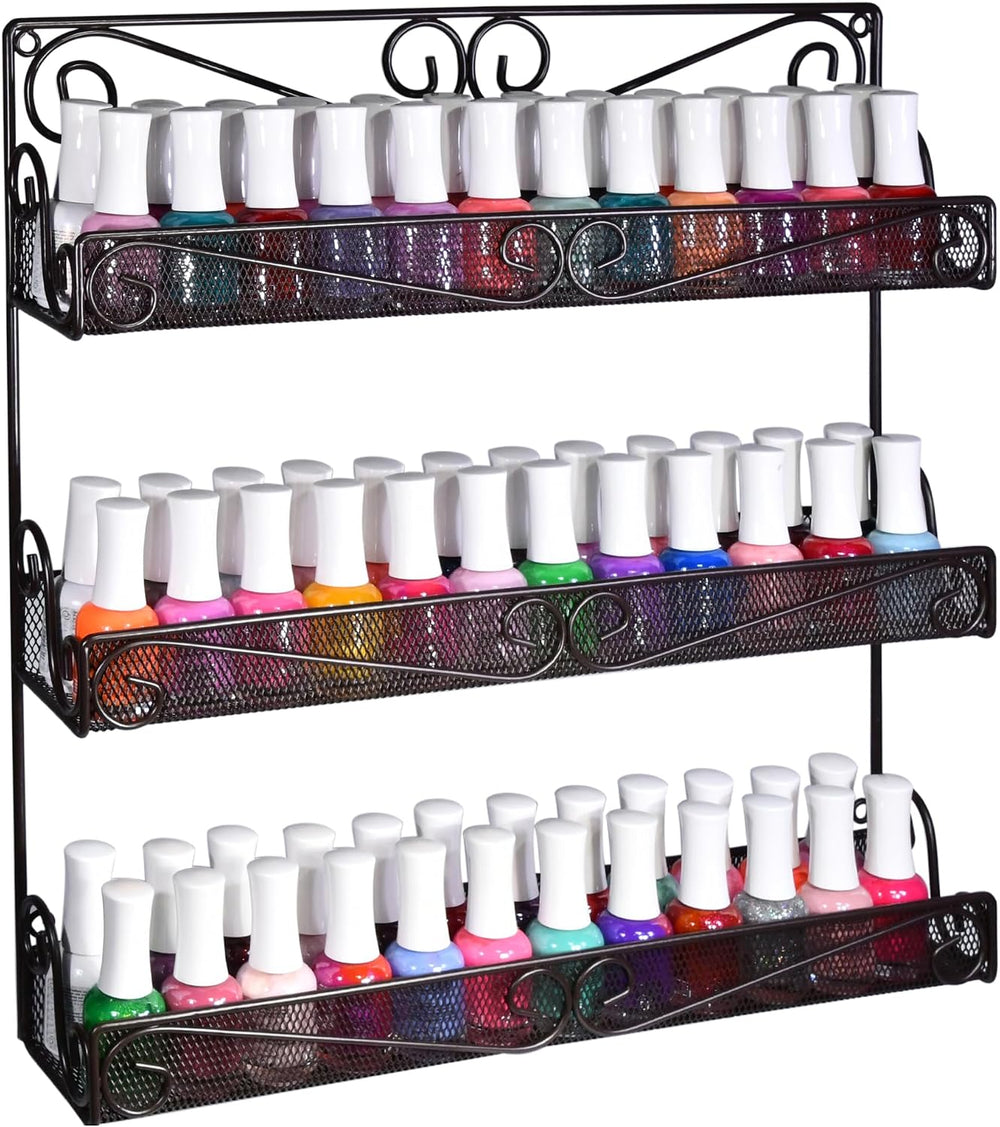 AMT 3 Tier Nail Rack, Pack Metal Wall Mount Organizer, Essential Oils Organiz...