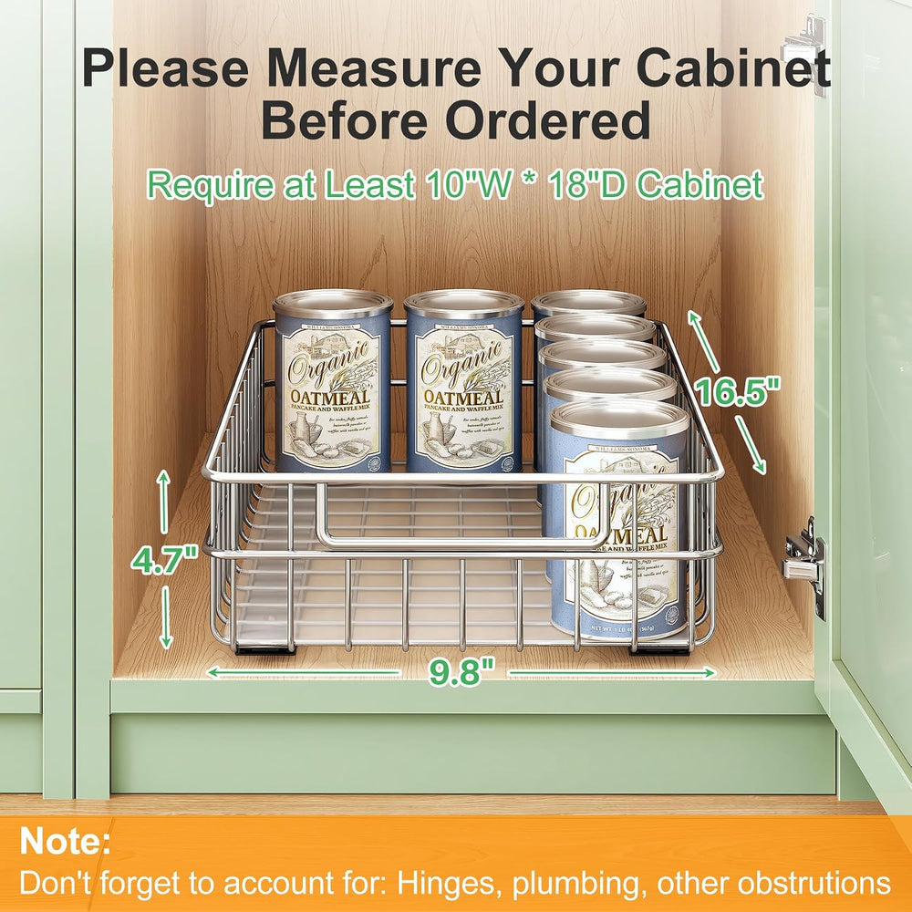 Pull out Cabinet Organizer, Stainless Steel 4-Pack (9.8"W x 16.5"D)...