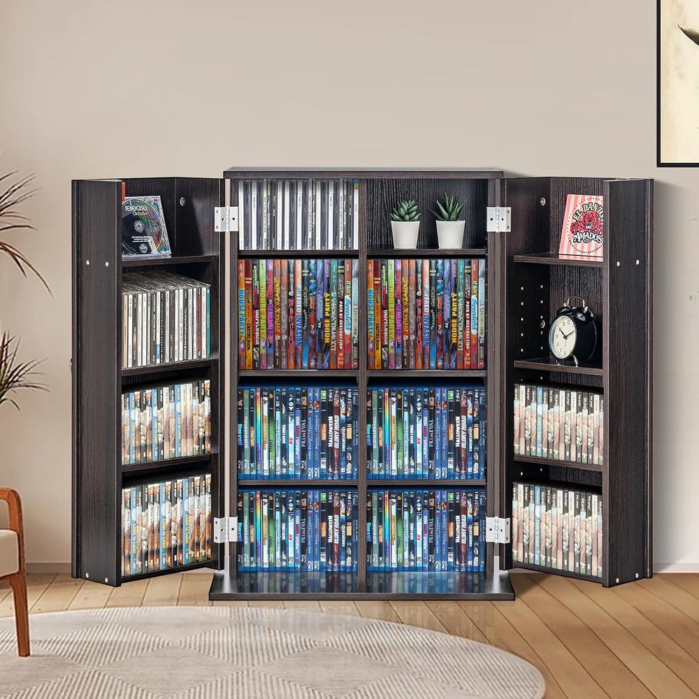 VEVOR Media Storage Cabinet, DVD Cabinet with Adjustable Shelves Espresso