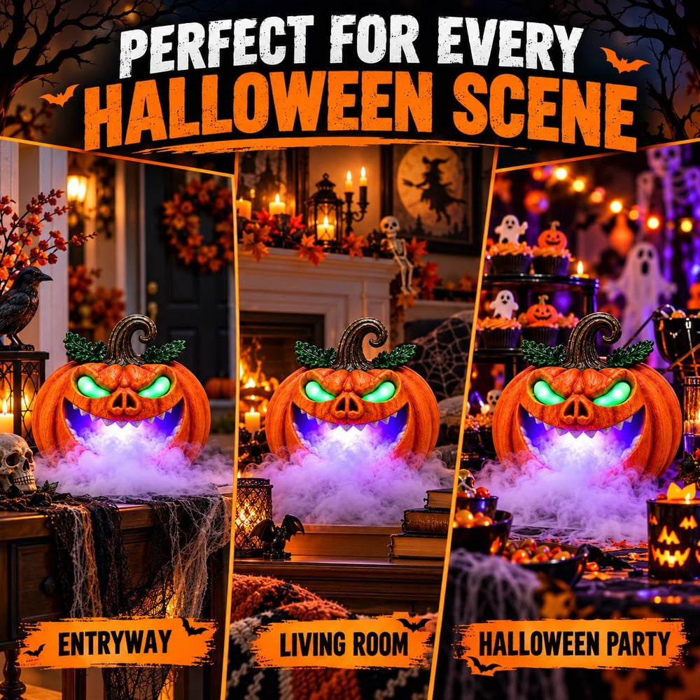 Halloween Mist Maker Pumpkin, Light-Up Monster Indoor Tabletop Decor