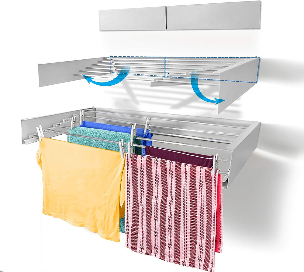 Step Up Laundry Drying Rack, Wall Mounted, Retractable Clothes Drying Rack, 6...