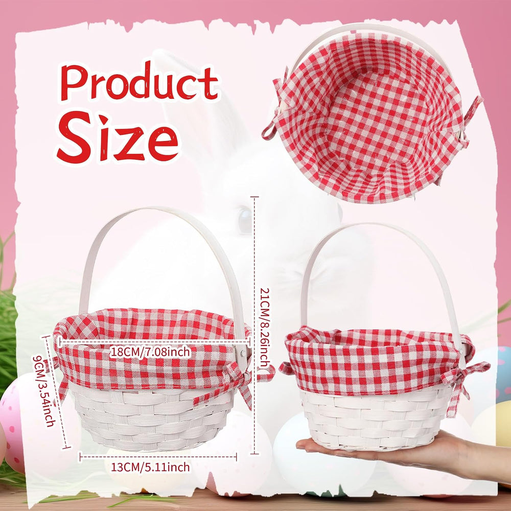 6 Pcs Woven Basket with Liner and Handle Bamboo Empty Gift Baskets for Fruit ...