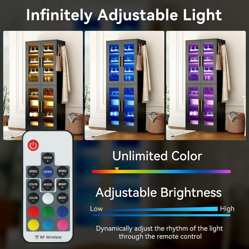 LITTLE TREE Stylish 8-Tier Vertical Shoe Rack with Built-in LED Lighting, Doo...
