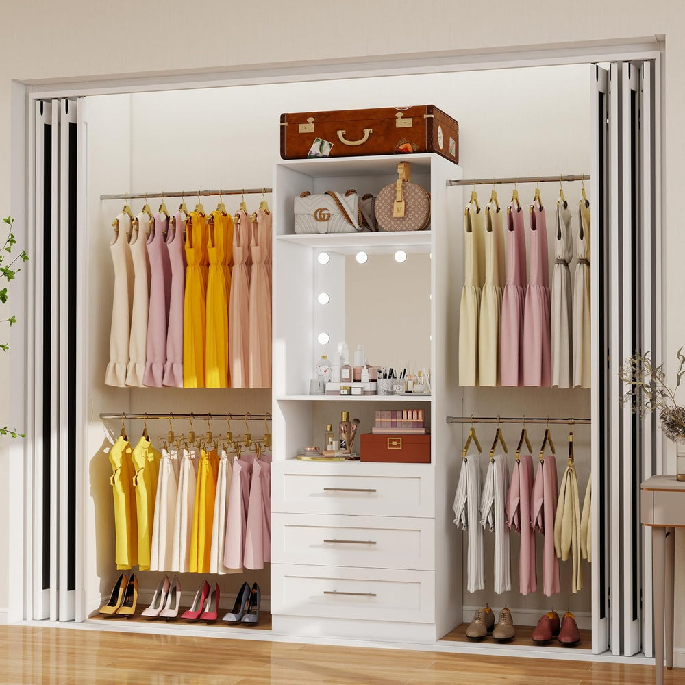 Closet System with 3 Drawers & Hollywood Lighted Mirror, 2–10FT