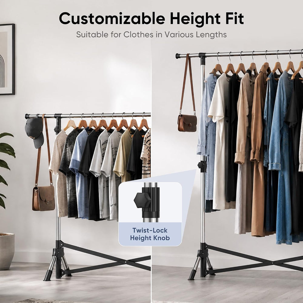 HOKEEPER Clothes Rack Foldable Clothing Rack, 63.4''H Collapsible Gar...