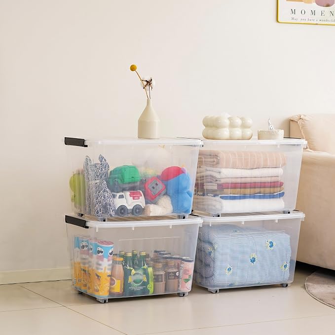 Citylife 82 QT Clear Plastic Storage Bins (4-Pack)