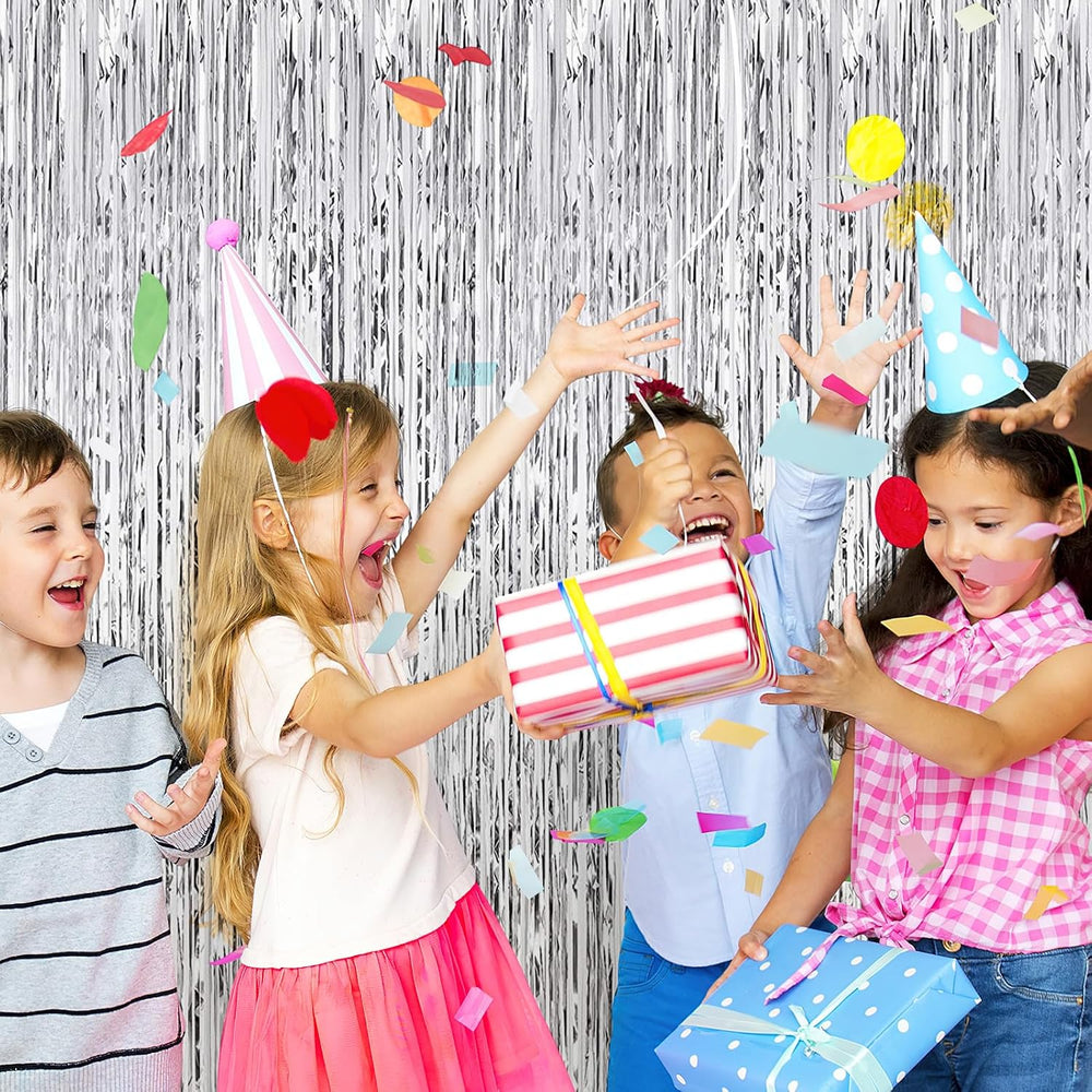 40 Pack Silver Foil Curtain Backdrop Metallic Tinsel Foil Fringe Curtains Pho...
