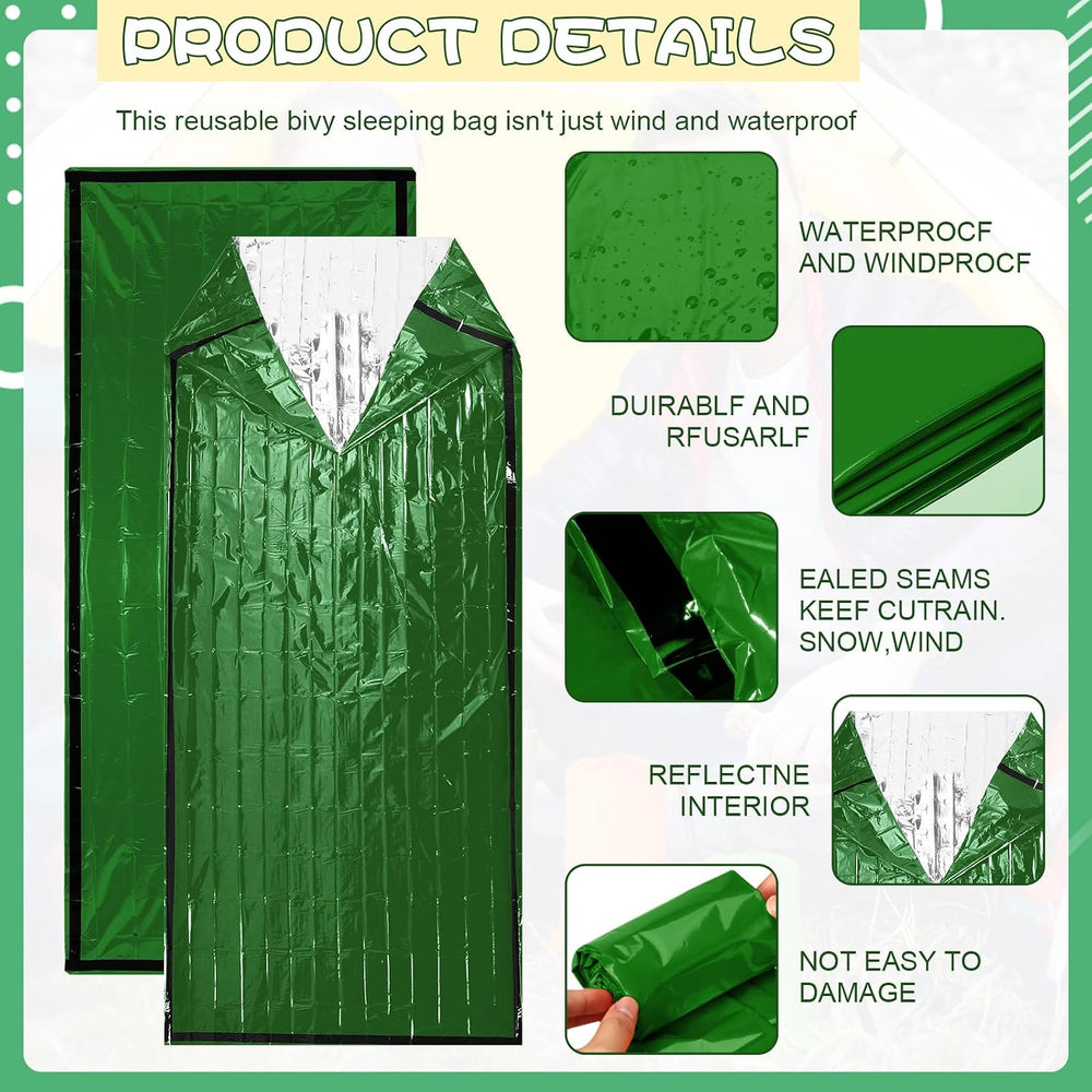Qunclay 24 Set Emergency Sleeping Bag Survival Bivvy Sack Whistles
