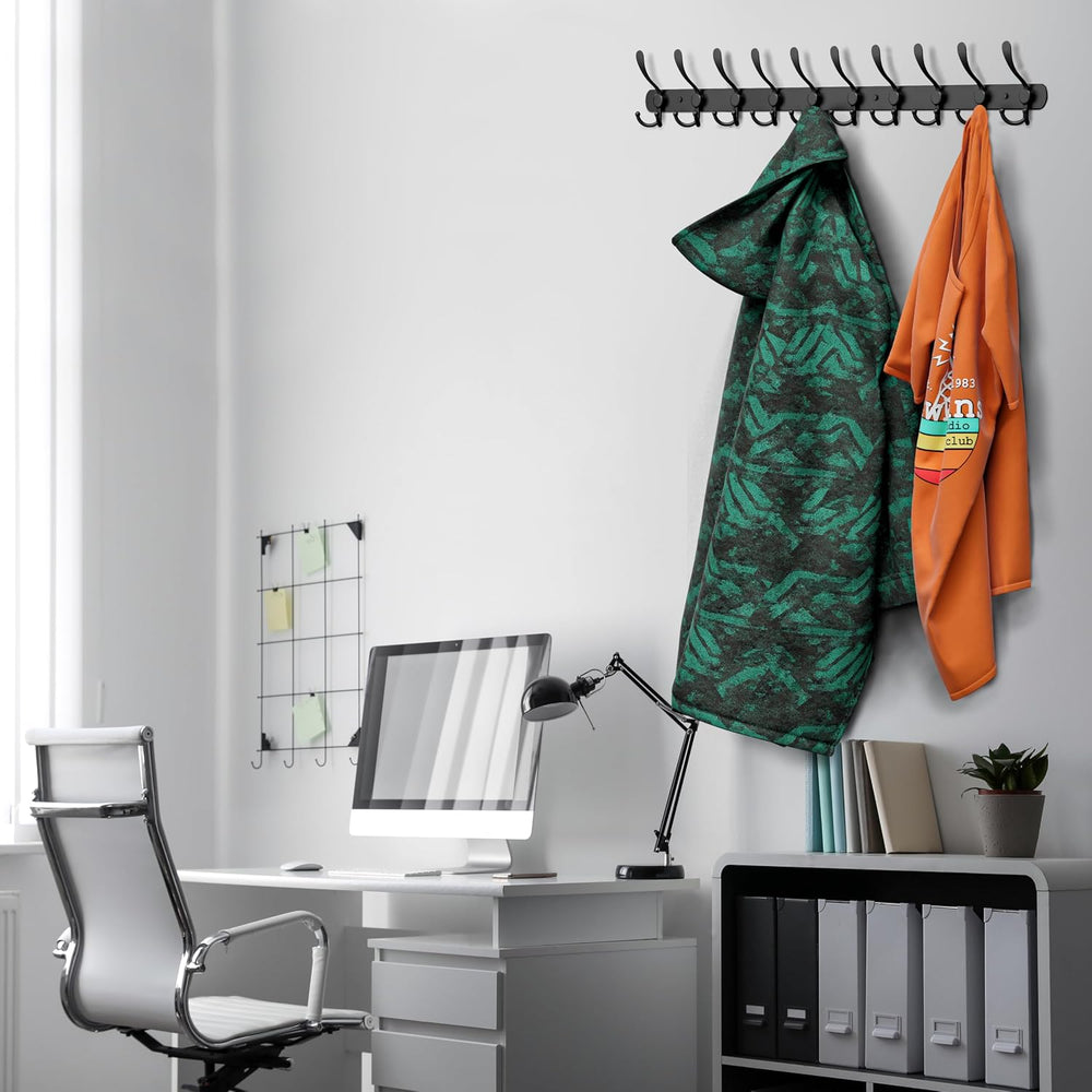 Coat Rack Wall Mount with 10 Tri Hooks – 32 Inch Stainless Steel Coat Hook Ra...