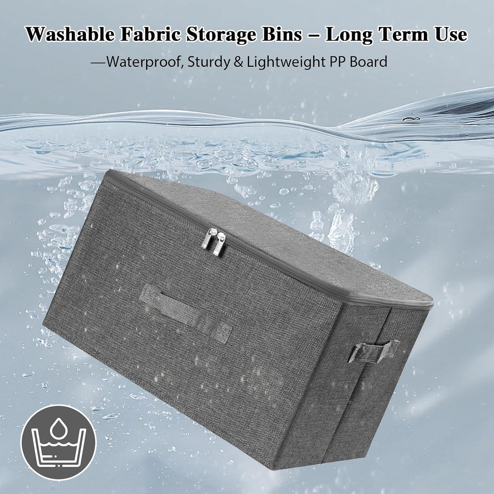 ANMINY Fabric Storage Bins with Zipper Lids, 18"x14"x10", Gray...