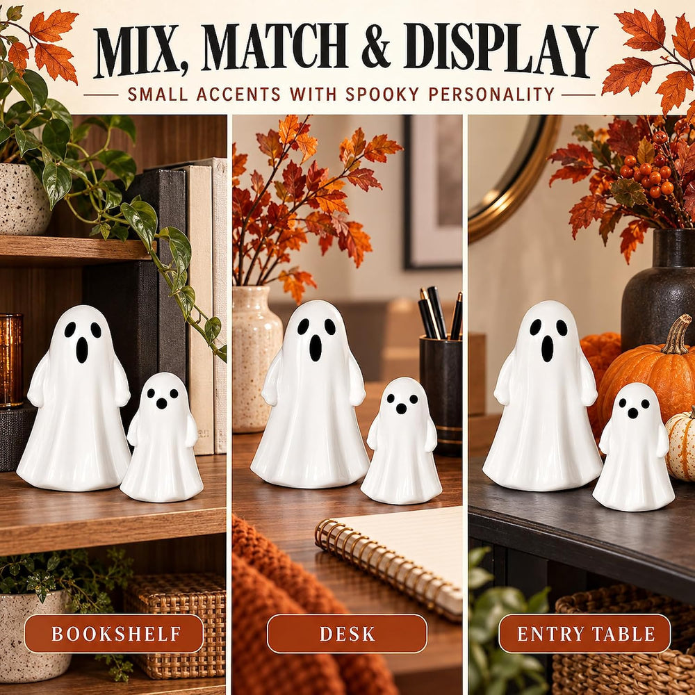 Leinuosen 6 Pcs Halloween Decorations Indoor Ceramic Ghost Figurines Decor