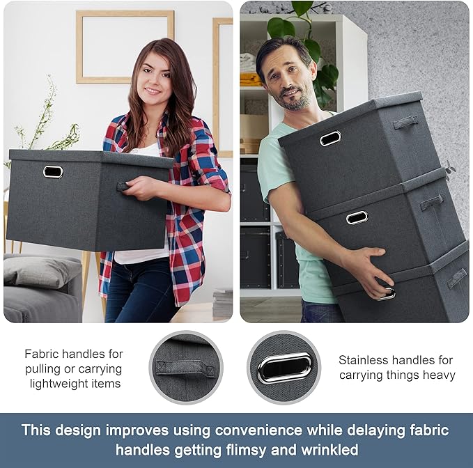 Medium 15" 21 Quart Collapsible Stackable Storage Bins (5 Packs)