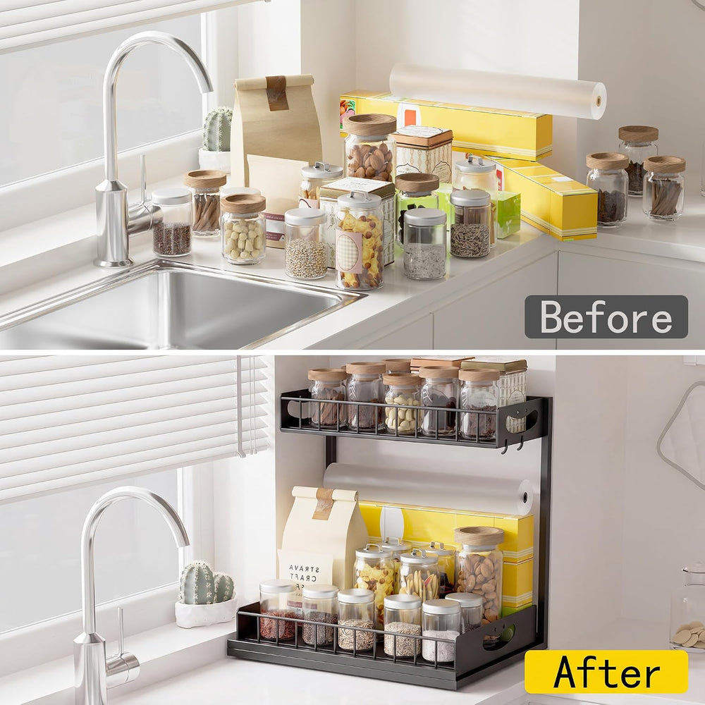 Under Sink Organizer with Pull-Out Drawers,Kitchen Sink Organizer,2 Tier Bath...