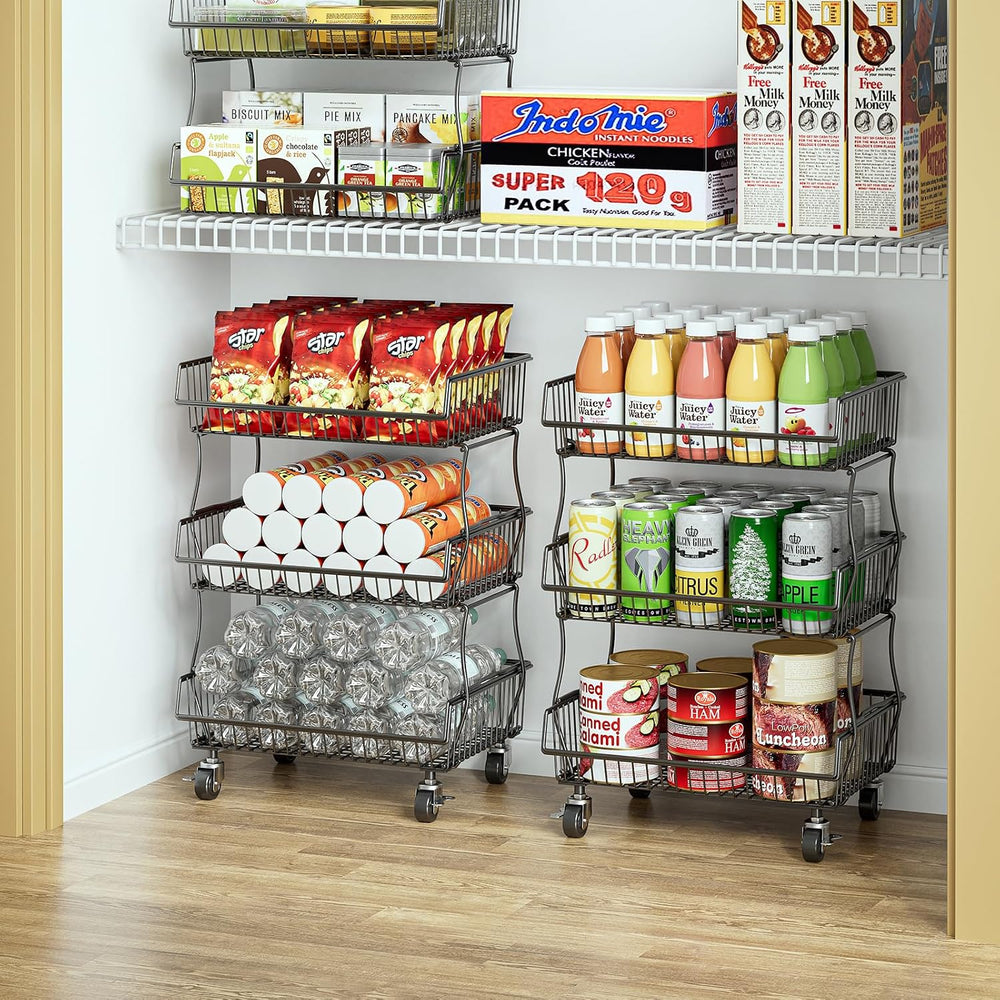 OKZEST Pantry Organizers and Storage Cart with Upgraded Metal Hub Casters
