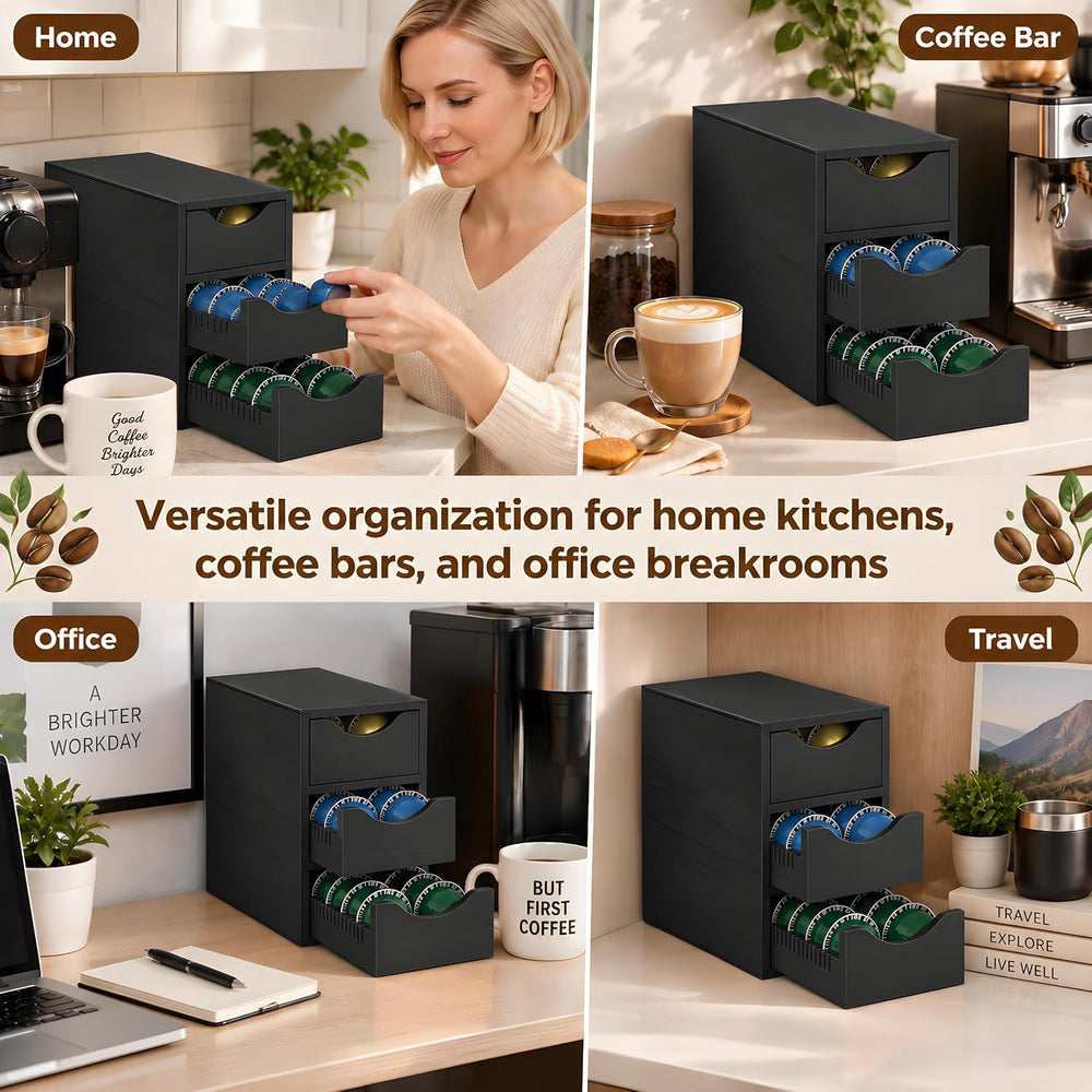 Coffee Pod Drawer Holder,Capsule Storage Organizer,3-Tier,6-Slot,Black