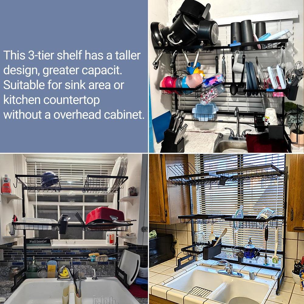 ADBIU Over The Sink Dish Drying Rack (Expandable Height and Length) Snap-On D...