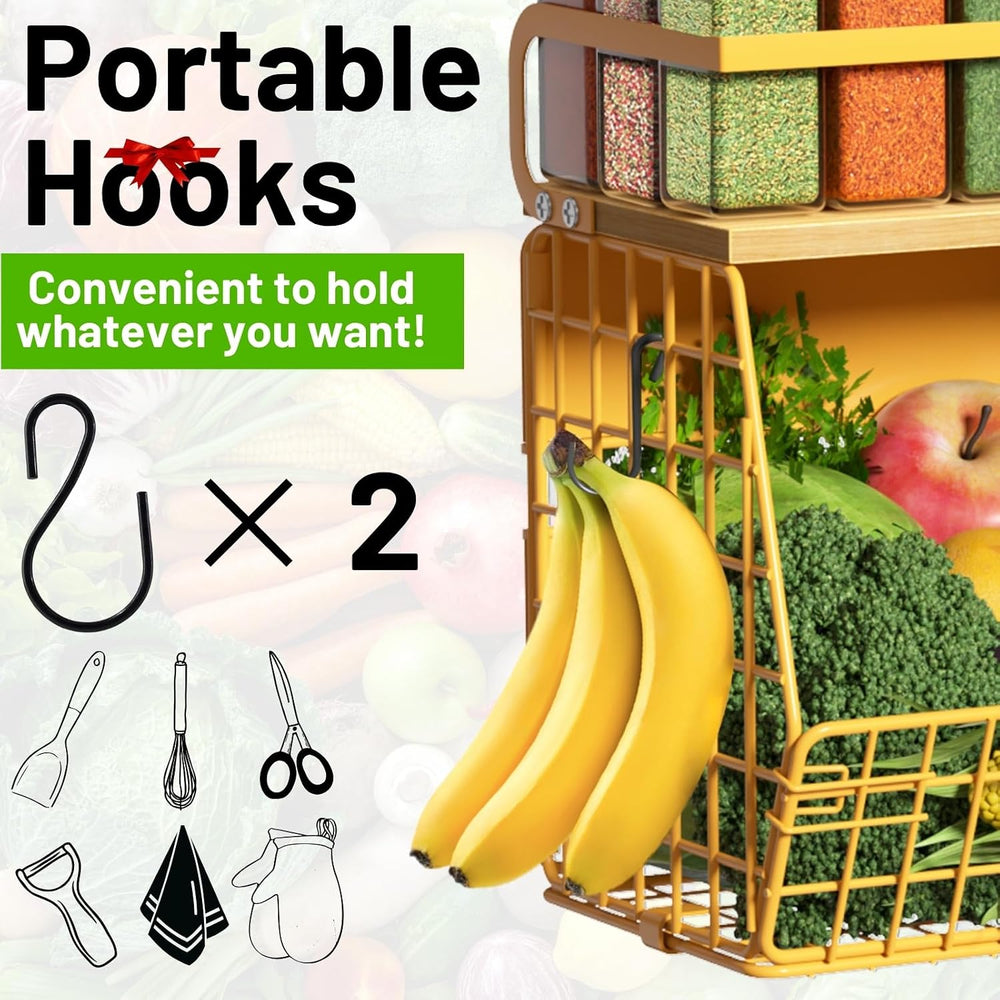 Magnetic Shelf for Fridge with Wood Lid, Fruit Potato and Onion Storage Bins,...