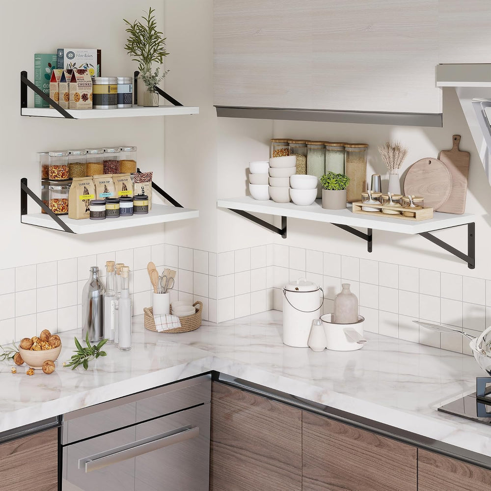 Deep Wall Shelves 24"W x 12"D Engineered Wood Floating Shelves for ...