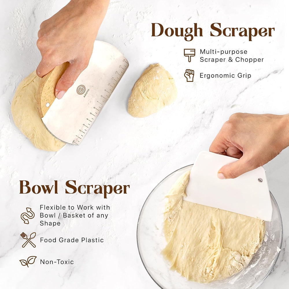 Sourdough Starter Kit with 10" Round & 11" Oval Banneton Proofi...