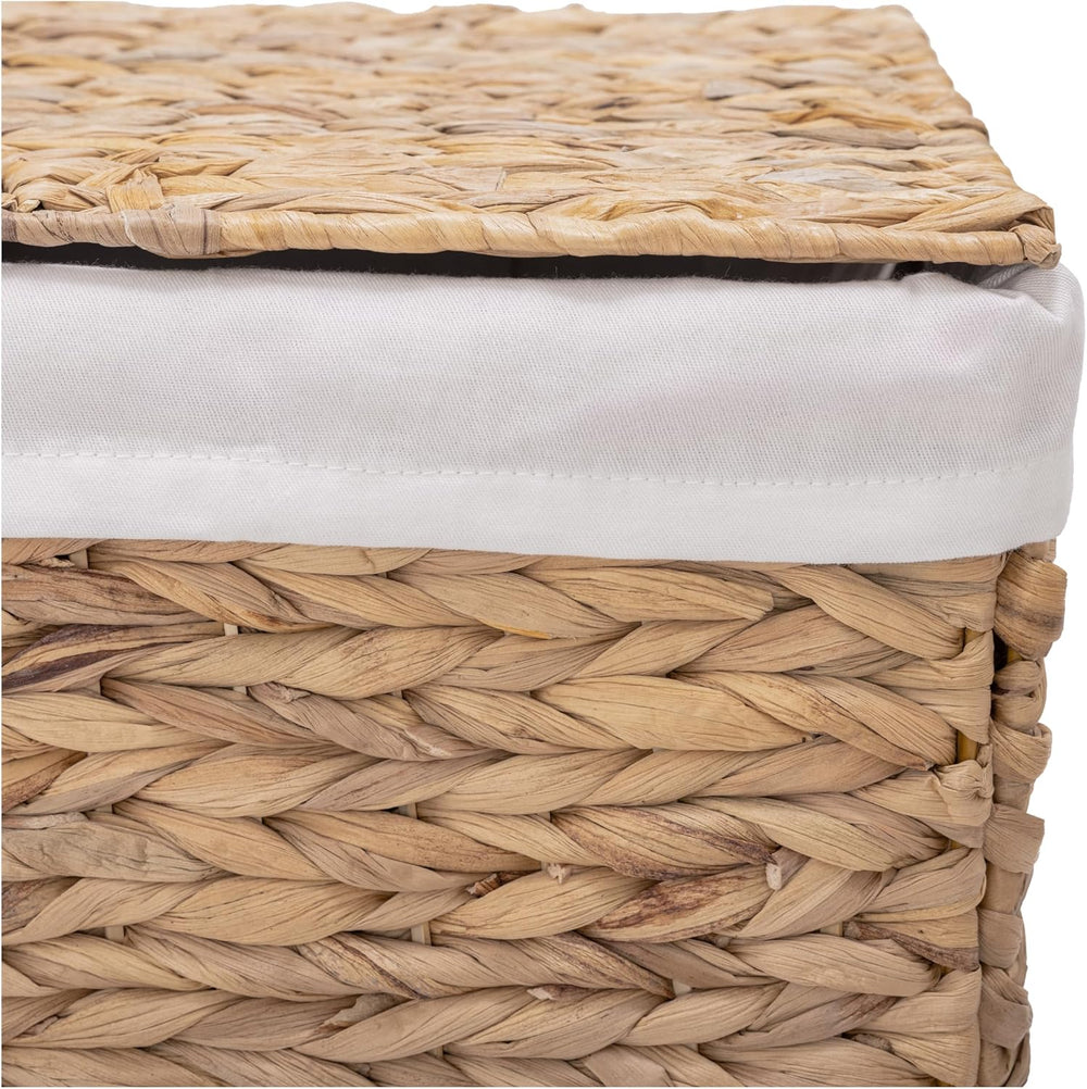 Seville Classics Handwoven Water Hyacinth Laundry Hamper with Lid