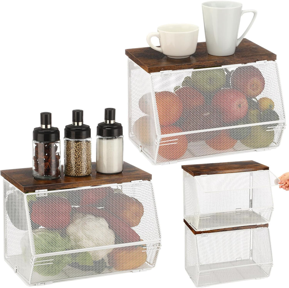 Teenyyou 2 Pcs Fruit Basket with Lid, Non-removable, White, 11"w & 1...