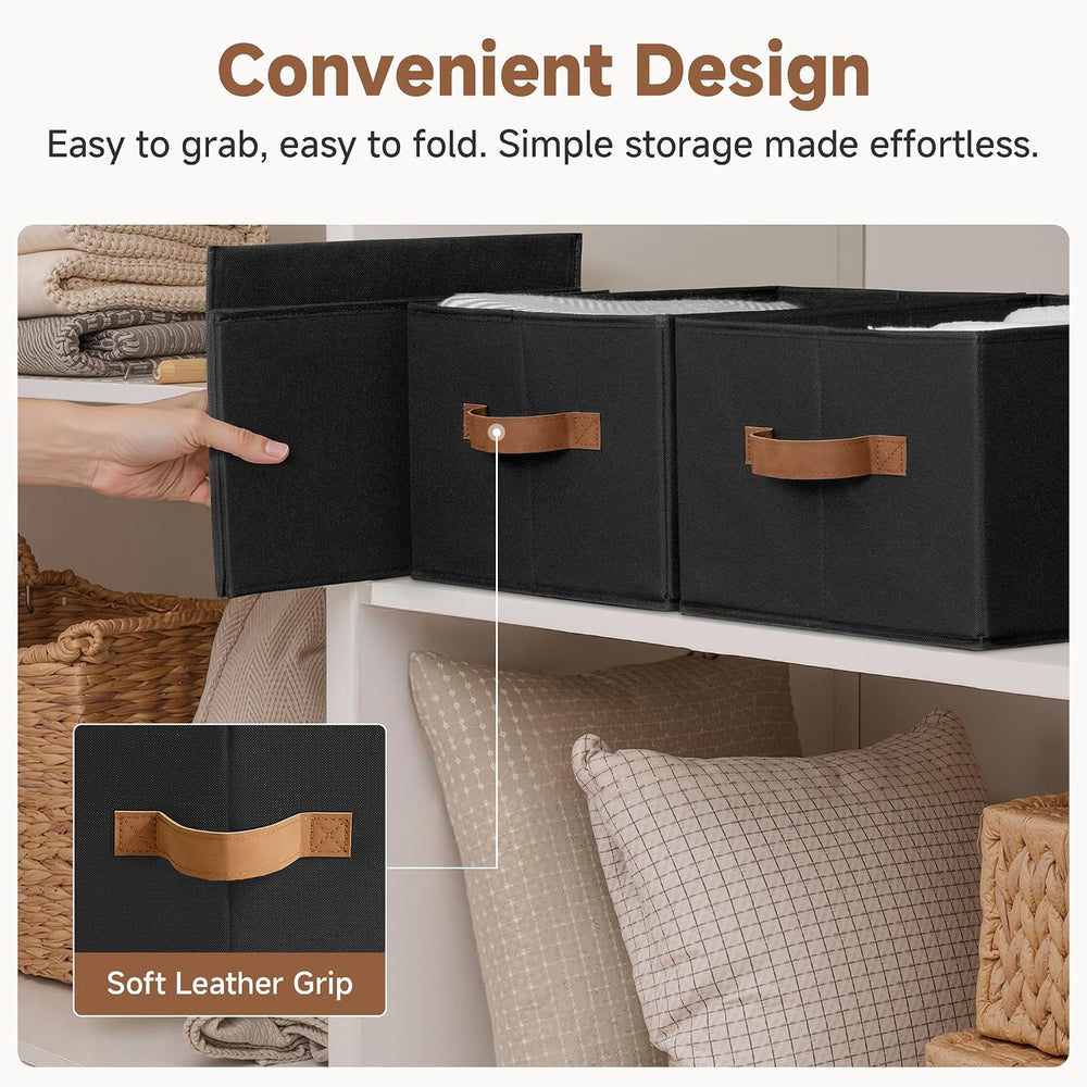 StorageWorks Closet Storage Bins, Black, Large, 3-Pack