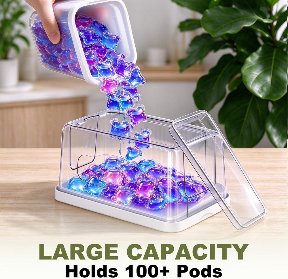 Trash Bag Dispenser with Laundry Pod Storage, Clear Under Sink Organizer